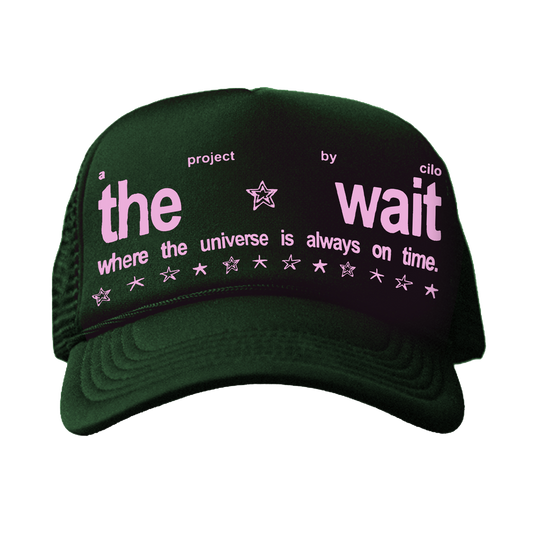 THE WAIT PINK + GREEN TRUCKER HAT